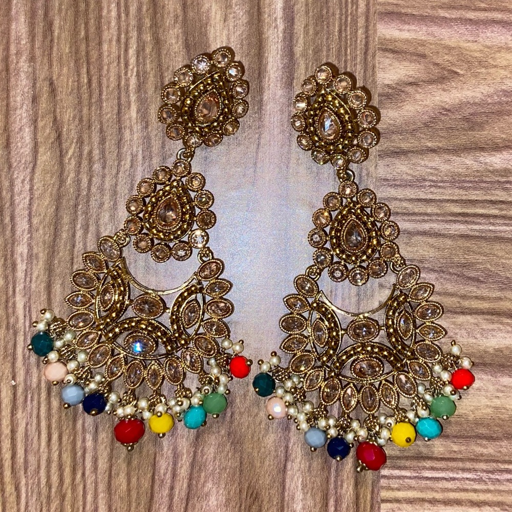 Indian Dangle Multicolor Earrings - image 3